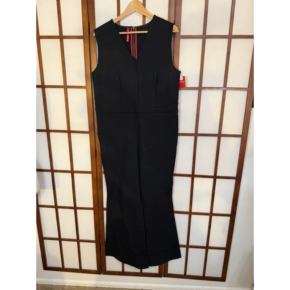 NEW SPANX The Perfect Sleeveless Jumpsuit Flare Ponte Black Womens XL Petite